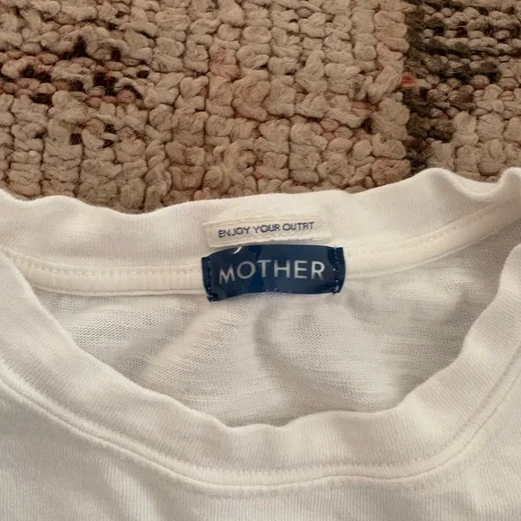 MOTHER White and Blue Jersey Top - Picture 4 of 8